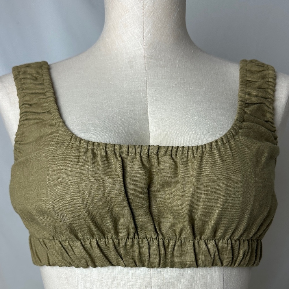 OZMA Olive Women's Ruched Crop Top